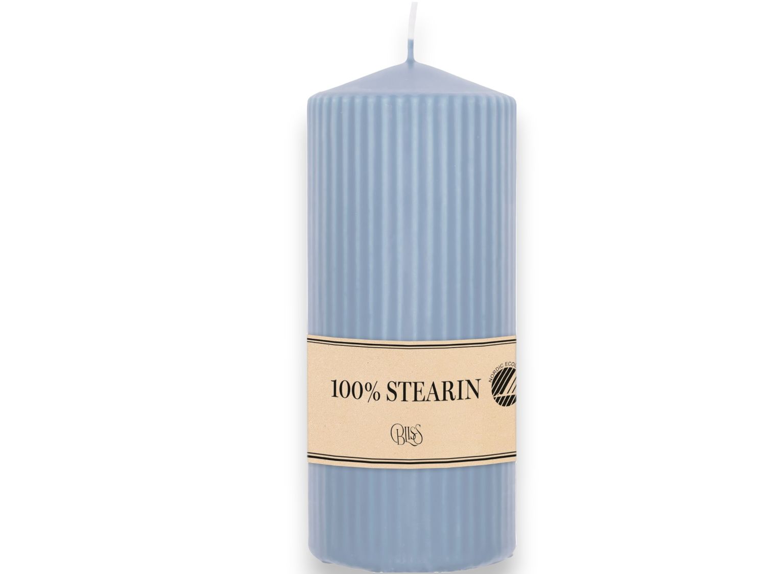 🕯️ Bliss Blockljus 15 cm Ribbad Puderblå