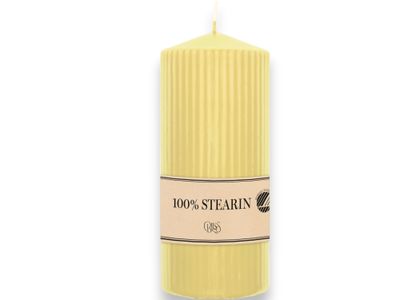 🕯️ Bliss Blockljus 15 cm Ribbad Pudergul