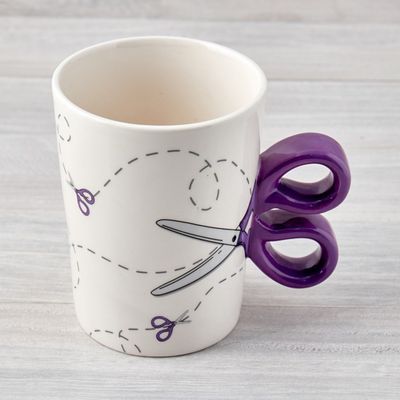 ✂️ Mugg "Scissors" – Keramikmugg med saxhandtag