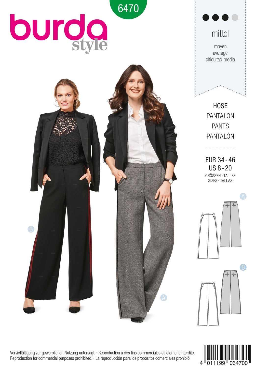 👖 Burda Style mönster 6470 – Marlenebyxa dam (stl 34–46)