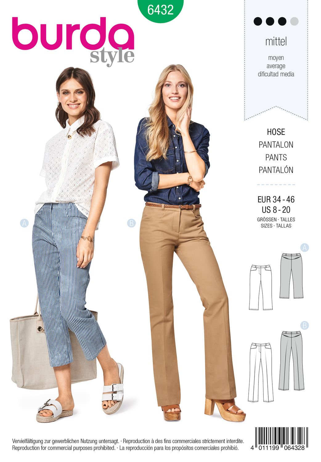 👖 Burda mönster 6432 – Byxa med pressveck dam (stl 34–46)