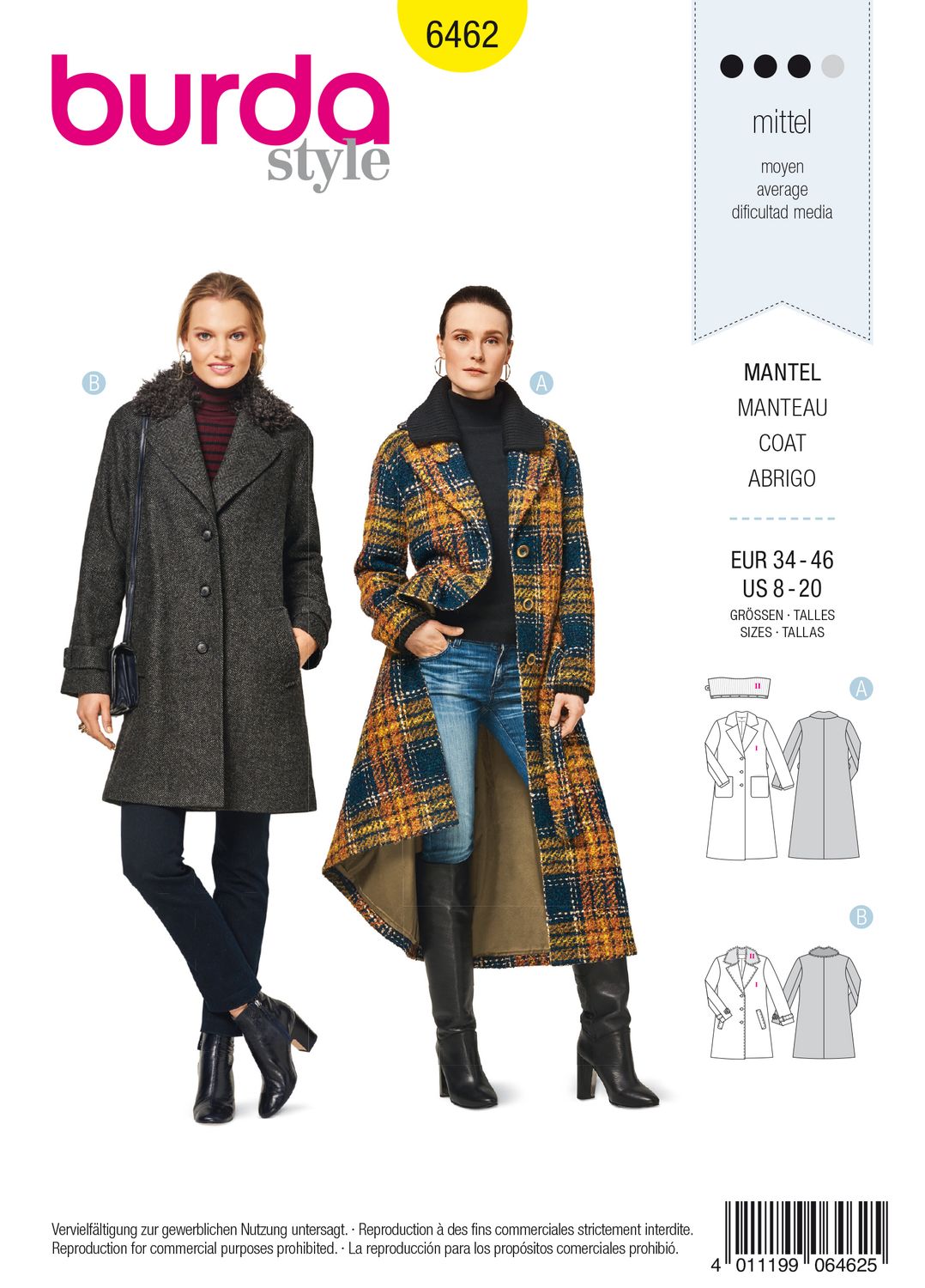 🧥 Burda Style mönster 6462 – Blazerkappa dam (stl 34–46)