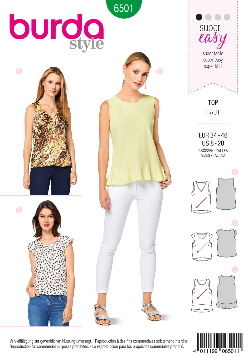 👚 Burda Style mönster 6501 – Top dam (stl 34–46)