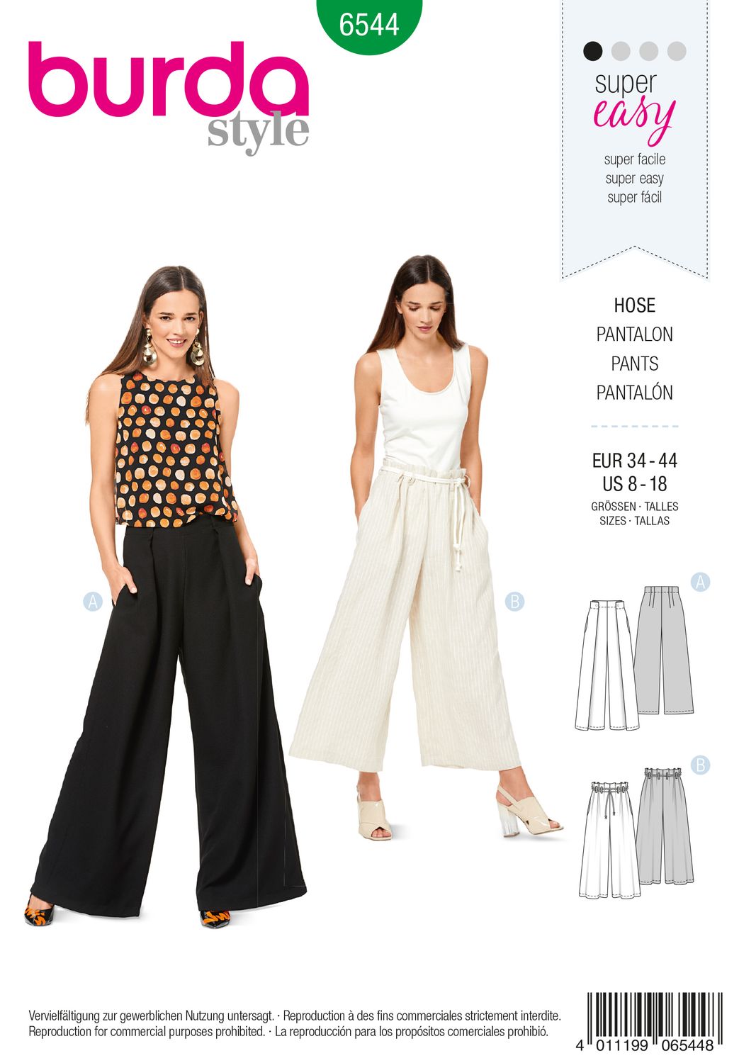 👖 Burda Young mönster 6544 – Sommarbyxa dam (stl 34–44)