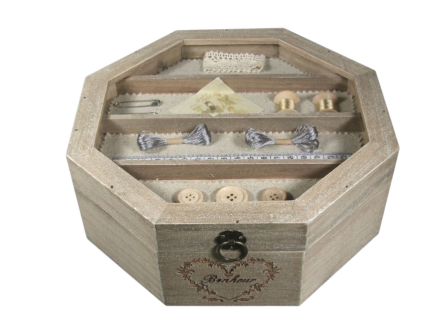 🧵 Syskrin polygon med glaslock – Ø ca 24 cm