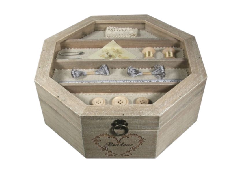 🧵 Syskrin polygon med glaslock – Ø ca 24 cm