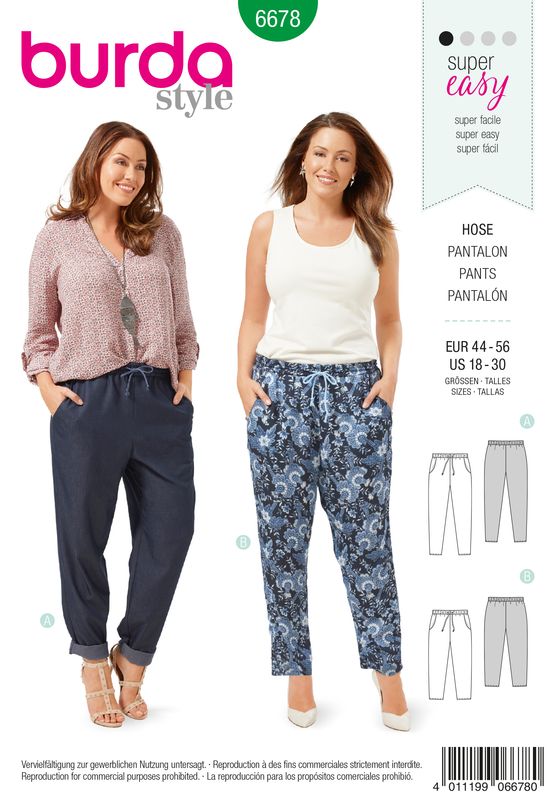 👖 Burda Style mönster 6678 – Joggingbyxa dam (stl 44–56)