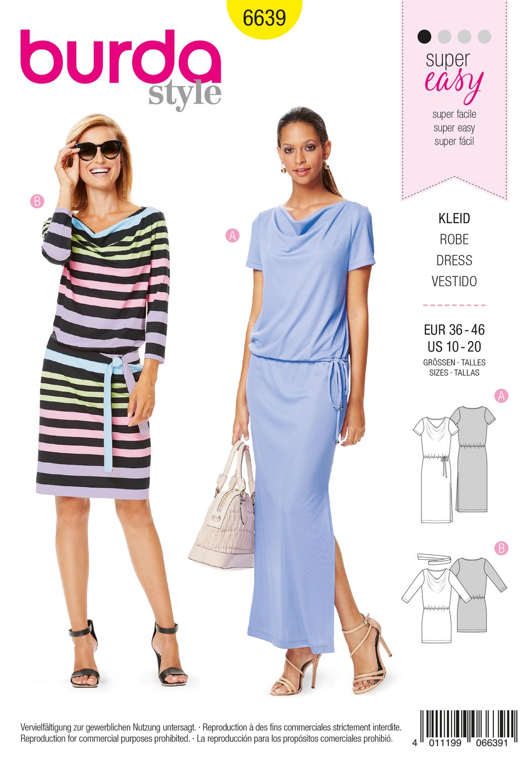 👗 Burda Style mönster 6639 – Jerseyk­länning dam (stl 36–46)