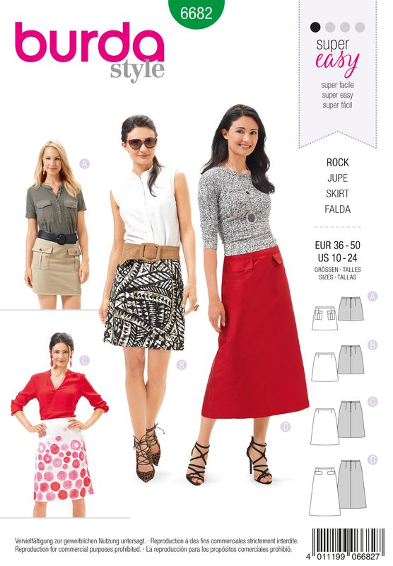 👗 Burda Style mönster 6682 – A-linjekjol dam (stl 36–50)