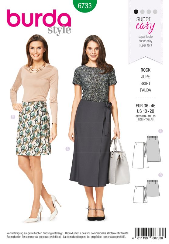 👗 Burda Style mönster 6733 – Omlottkjol dam (stl 36–46)