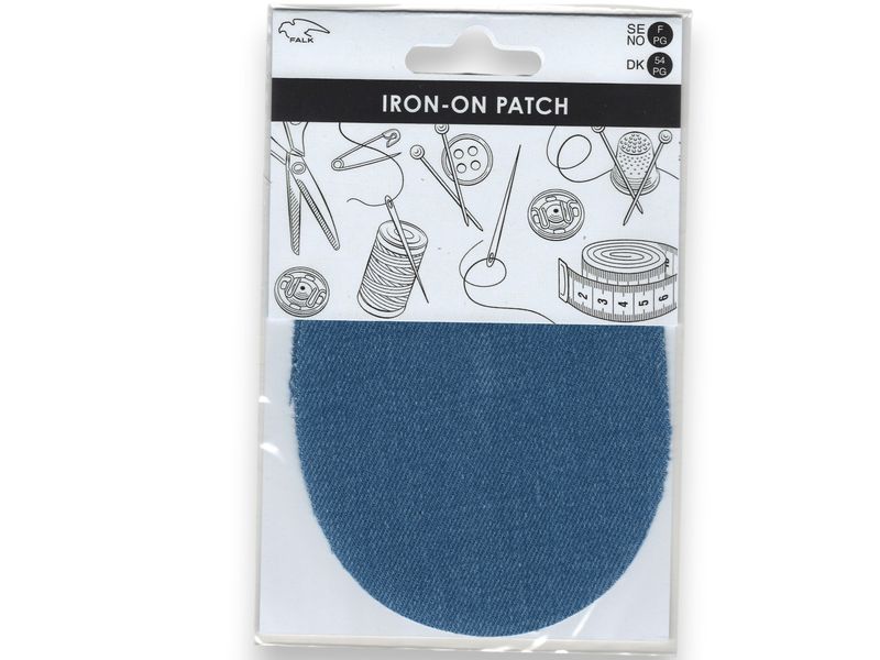 🧵 Falk Påpressbar Laglapp Jeans – 2-pack (ca 14 × 10 cm)