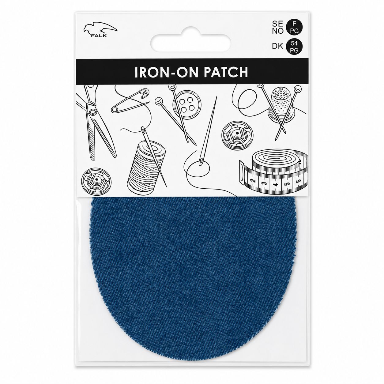🧵 Falk Påpressbar Laglapp Jeans – 2-pack (ca 14 × 10 cm)