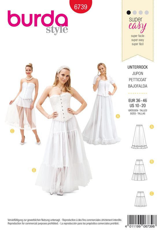 👗 Burda Style mönster 6739 – Underkjol &amp; volangkjol dam (stl 36–46)