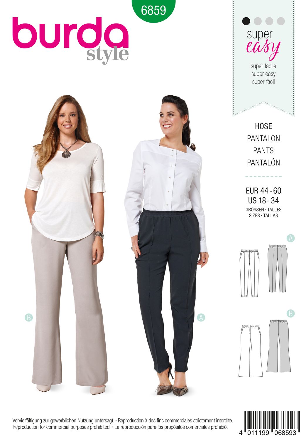 👖 Burda Style mönster 6859 – Mjukisbyxor dam (stl 44–60)