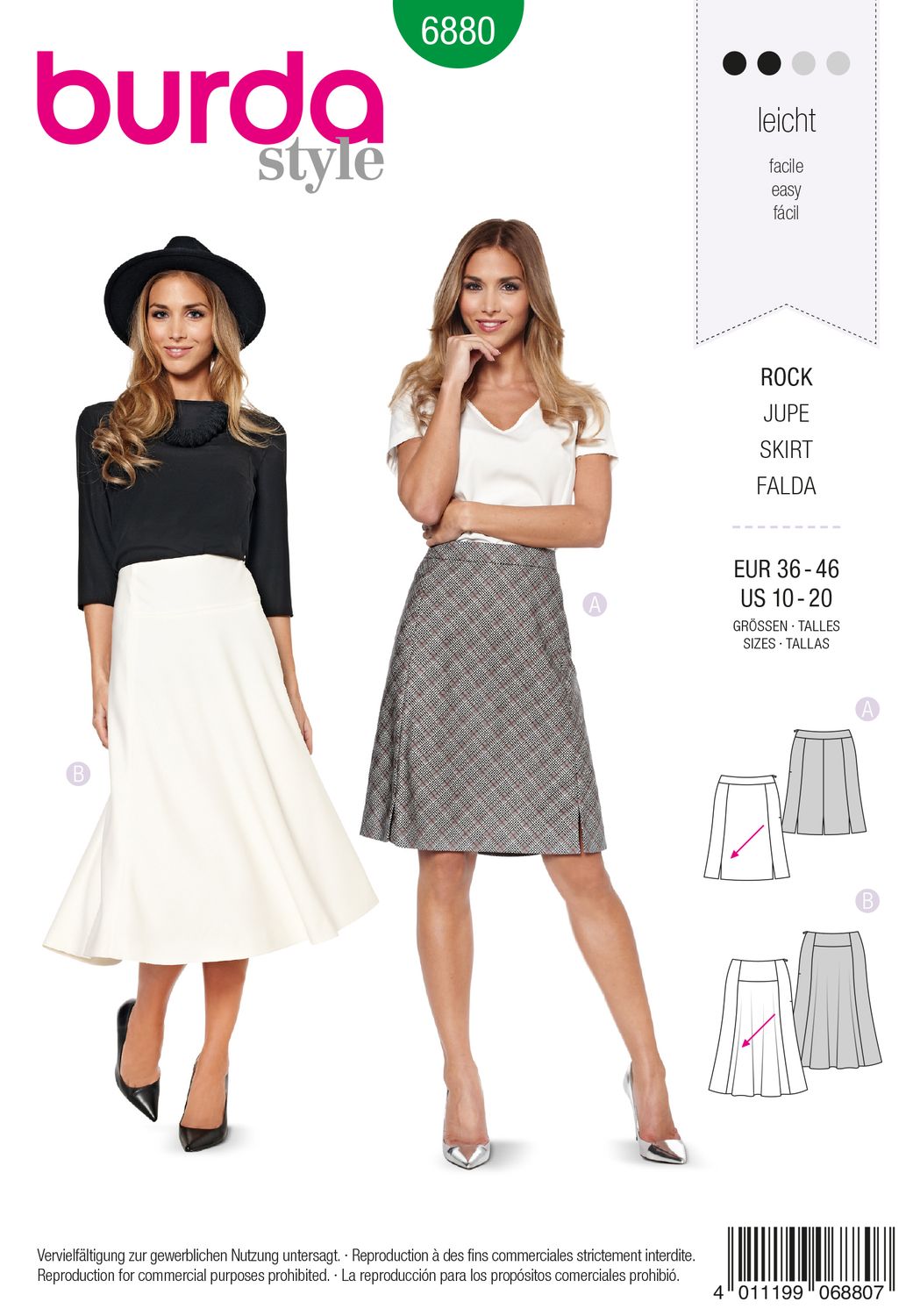 👗 Burda Style mönster 6880 – A-linjekjol dam (stl 36–46)