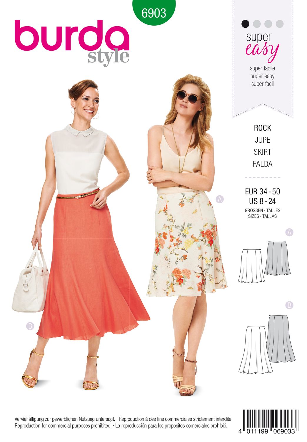 👗 Burda Style mönster 6903 – Klockkjol dam (stl 34–50)