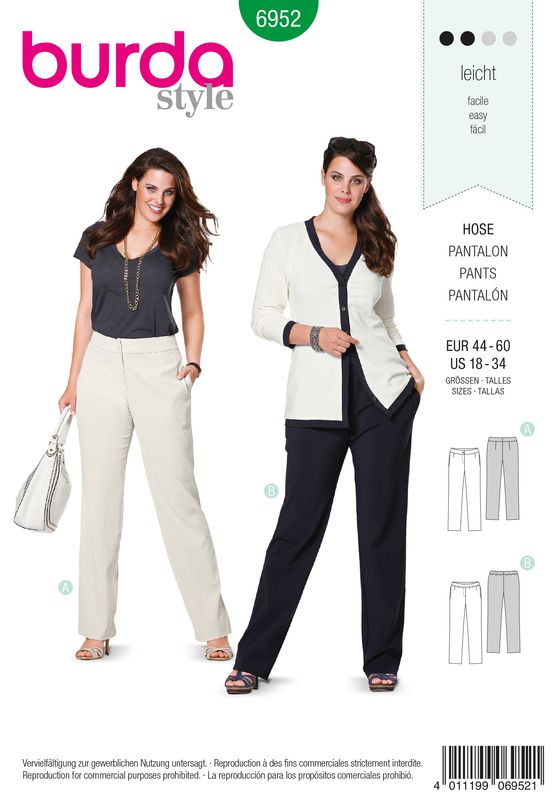 👖 Burda Style mönster 6952 – Byxa dam (stl 44–60)