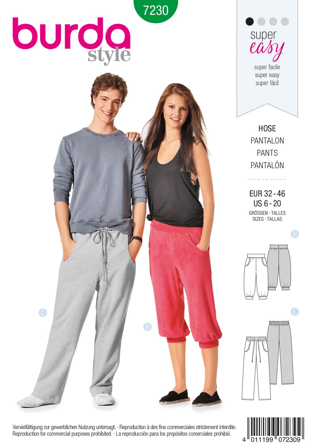 👖 Burda Style 7230 – Fritidsbyxa för henne och honom