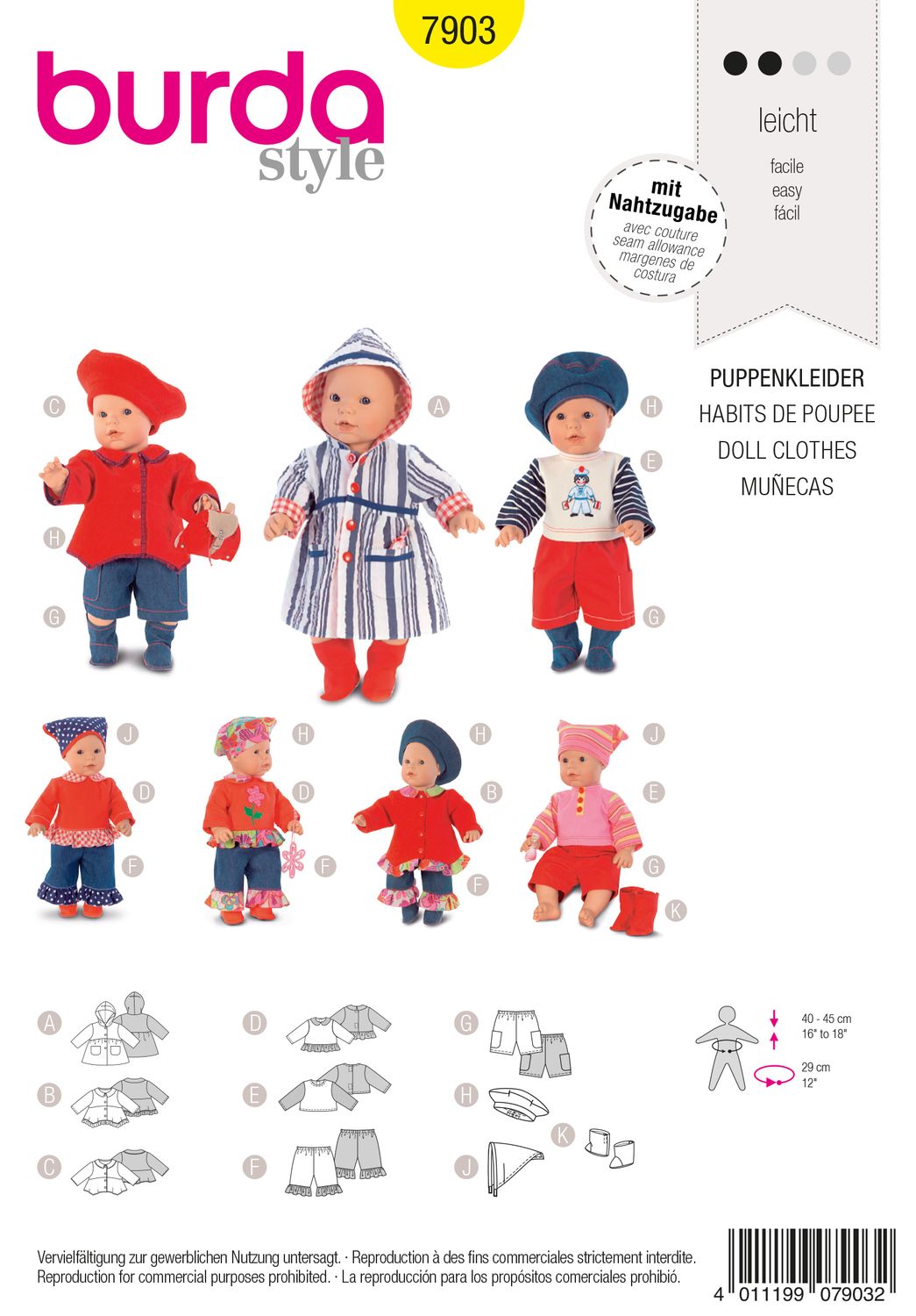 👗 Burda Style 7903 – Dockkläder och dockklänningar för dockor 40–45 cm