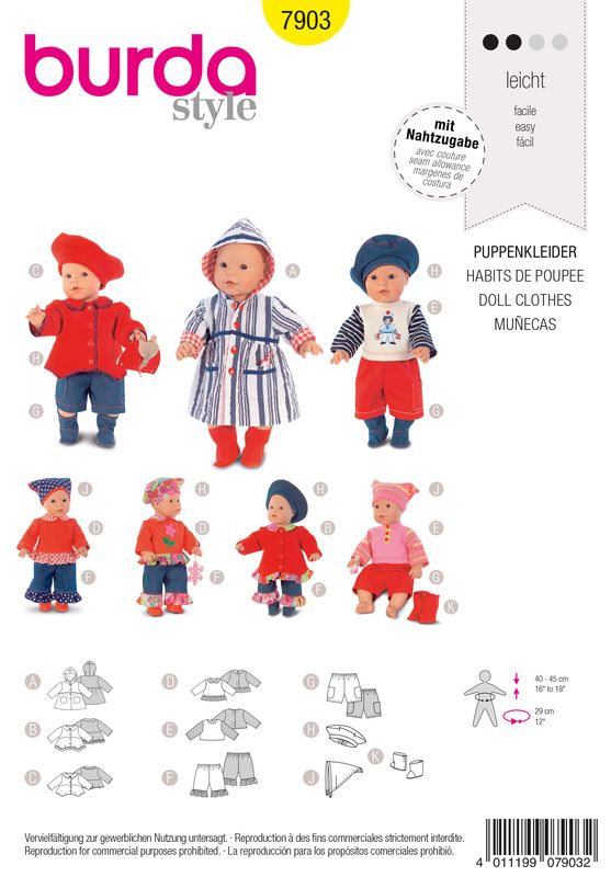 👗 Burda Style 7903 – Dockkläder och dockklänningar för dockor 40–45 cm