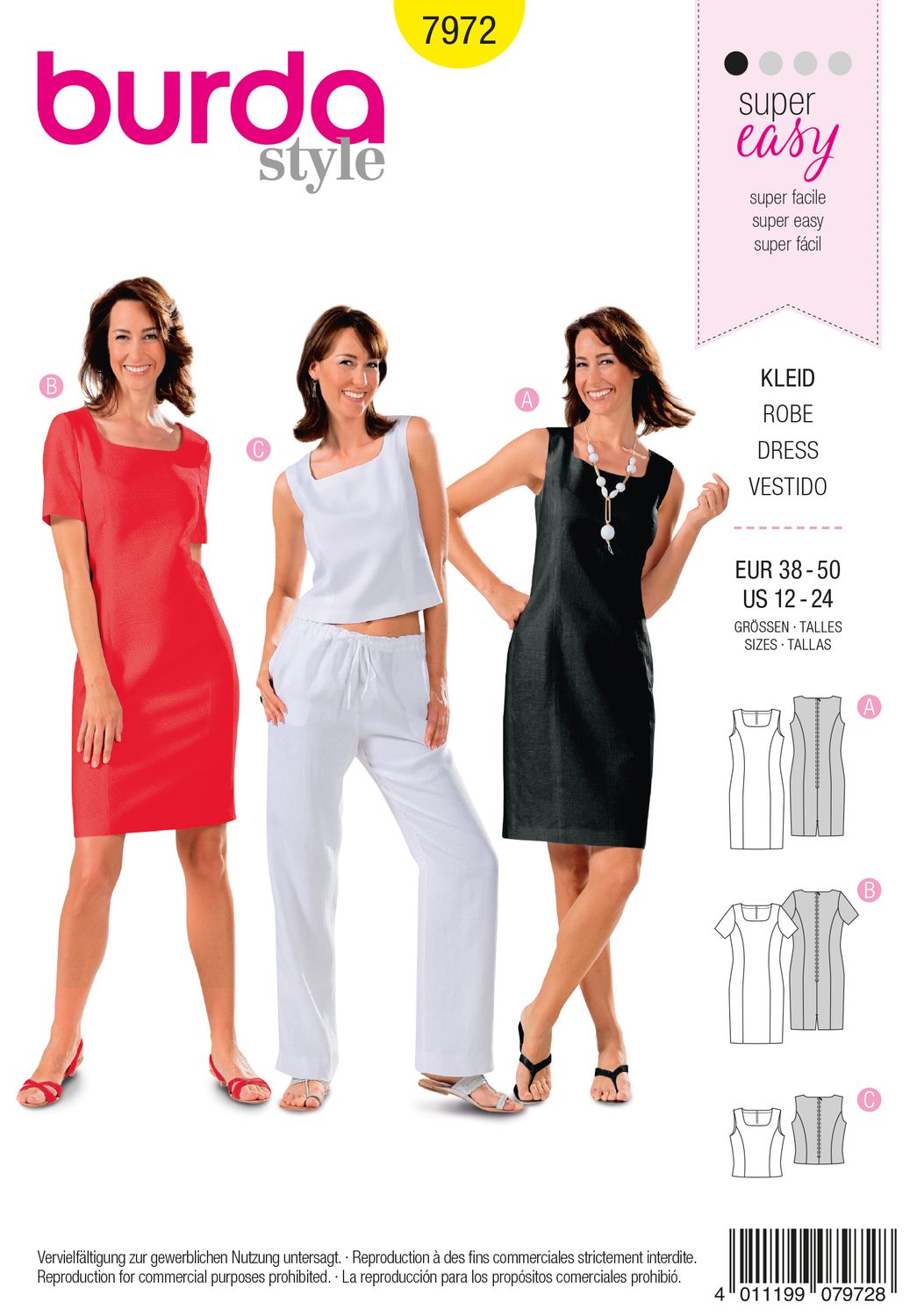 👗 Burda Style 7972 – Etuiklänning &amp; topp för dam (stl 38–50)