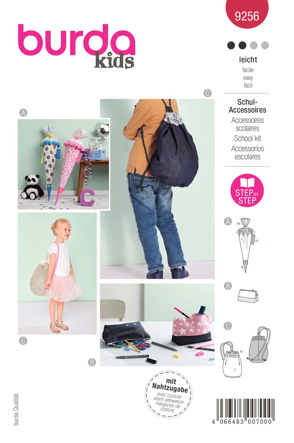 🎒 Burda Style 9256 - Skoltuta, pennfodral &amp; gympapåse