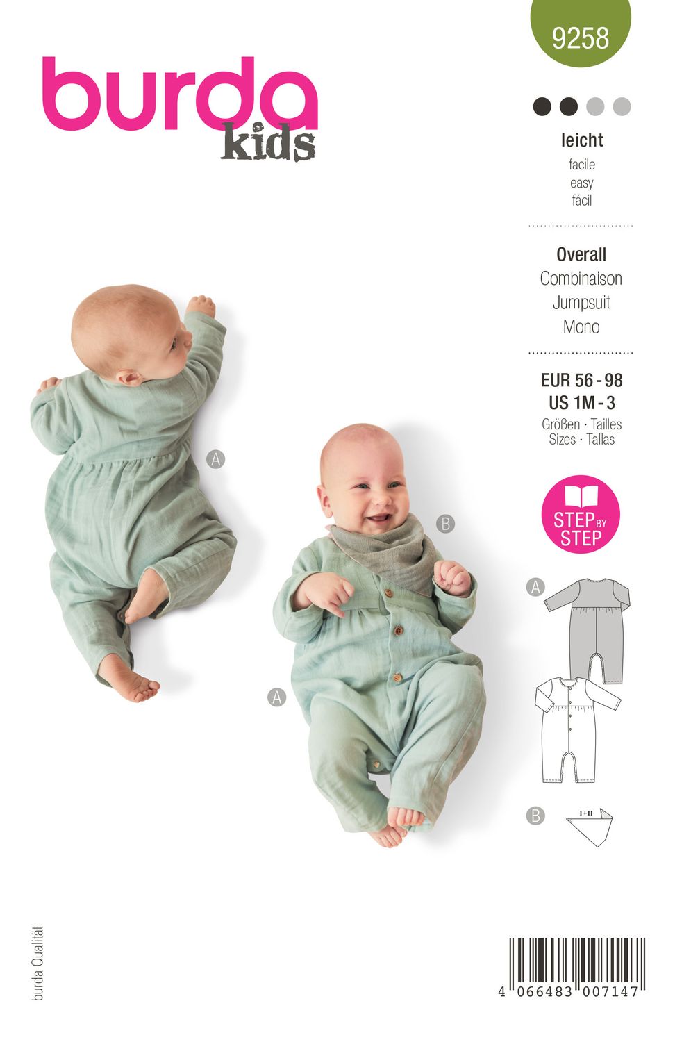 👶 Burda Style 9258 - Body &amp; Haklapp för baby (stl 56–98)