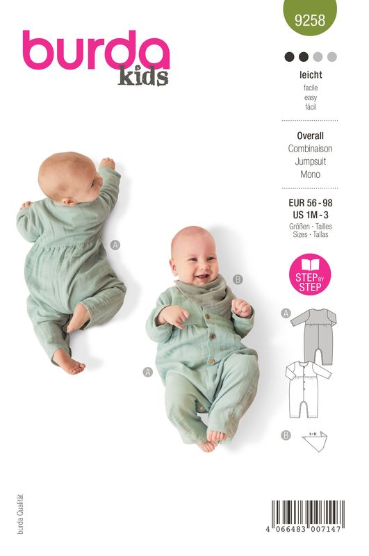 👶 Burda Style 9258 - Body &amp; Haklapp för baby (stl 56–98)