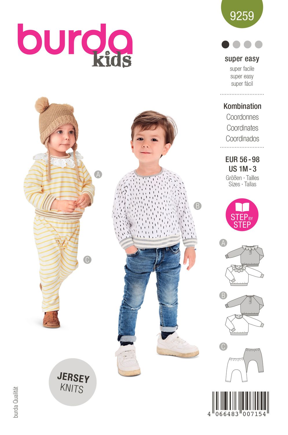 👶 Burda Style 9259 - Set med sweater &amp; byxor för baby (stl 56–98)