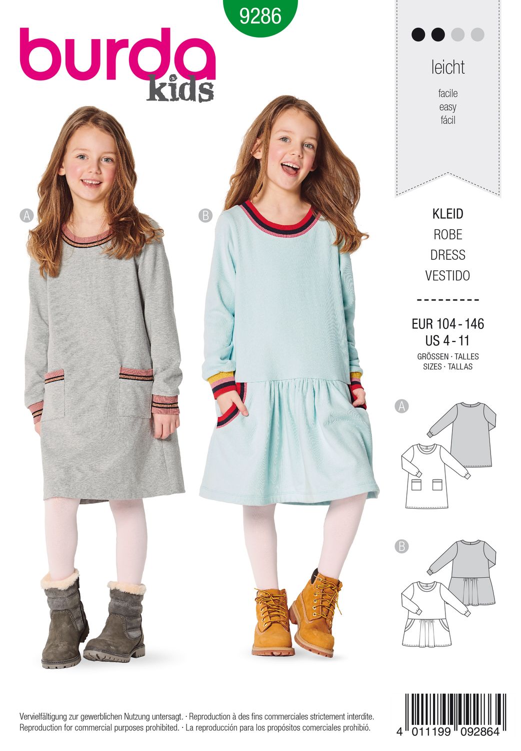 👗 Burda Style 9286 - Klänningar för flicka (stl 104–146)