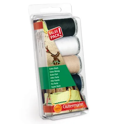 🧵 Gütermann Extra Stark Tråd 100 m – 5 rullar blandade färger