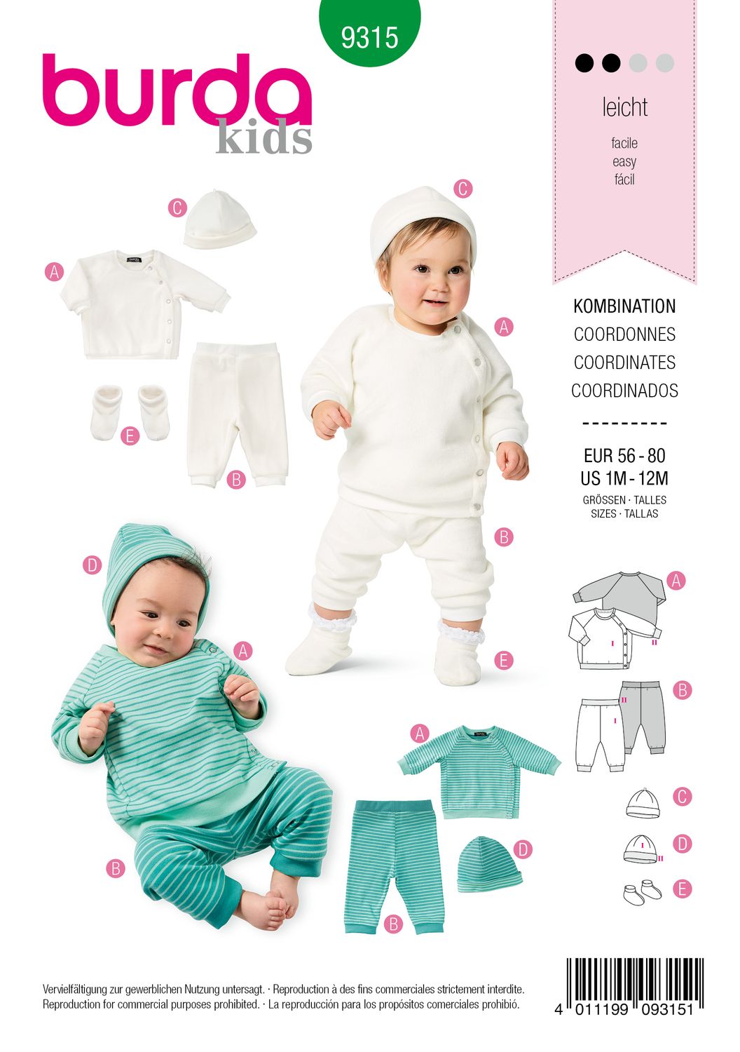 👶 Burda Style 9315 – Nyföddset för baby (stl 56–80)