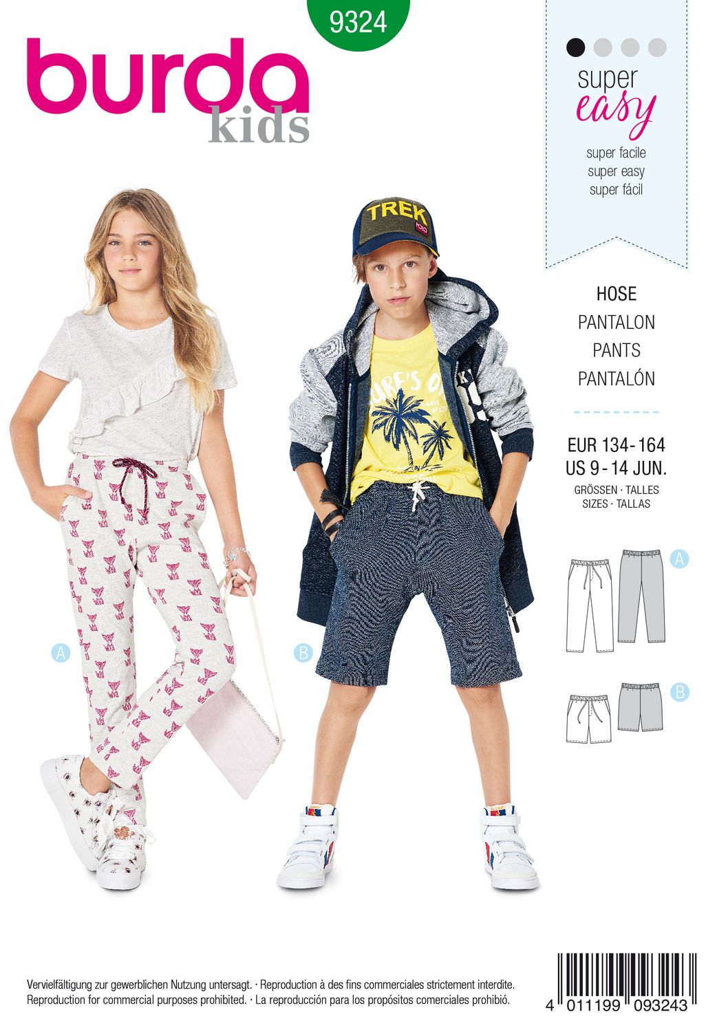 👖 Burda Style 9324 – Byxor &amp; shorts för barn (stl 134–164)