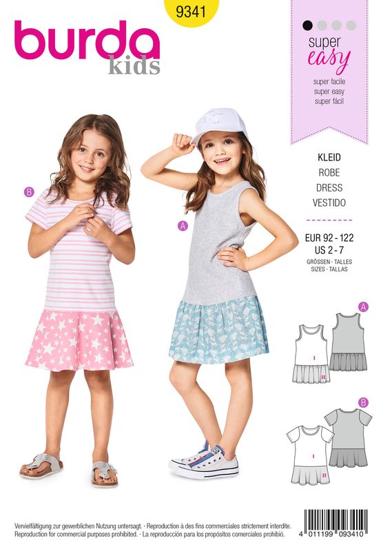 👗 Burda Style 9341 – Klänning för flicka (stl 92–122)