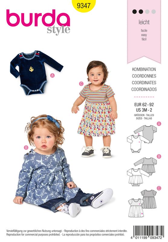 👶 Burda Style 9347 – Babyset för baby (stl 62–92)