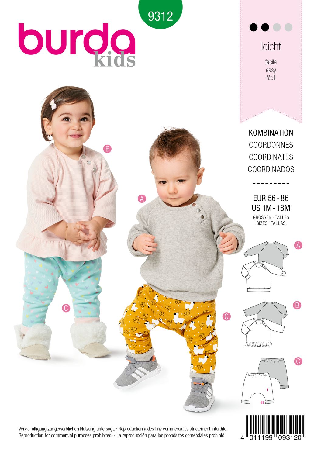 👶 Burda Style 9312 – Babyset med byxor &amp; tröja (stl 56–86)