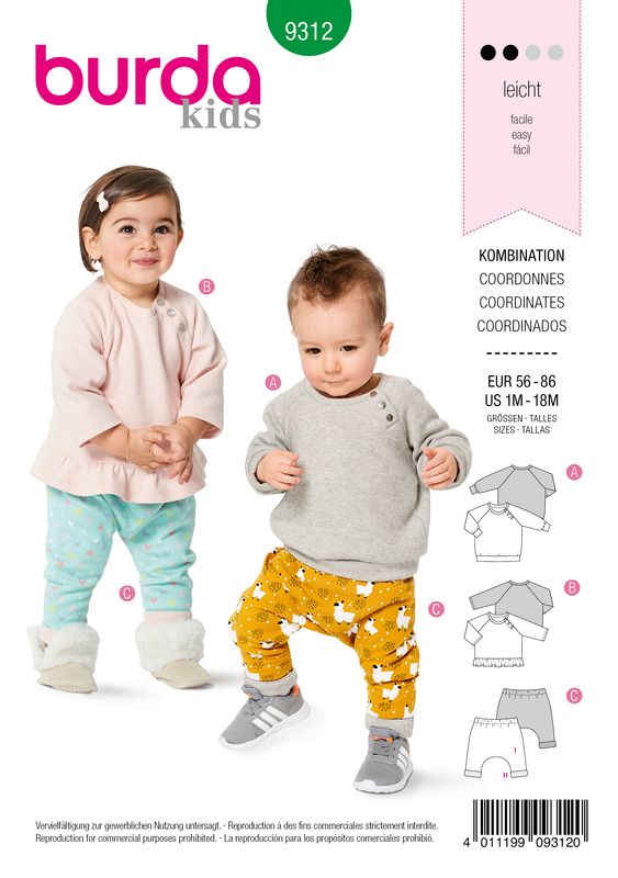 👶 Burda Style 9312 – Babyset med byxor &amp; tröja (stl 56–86)