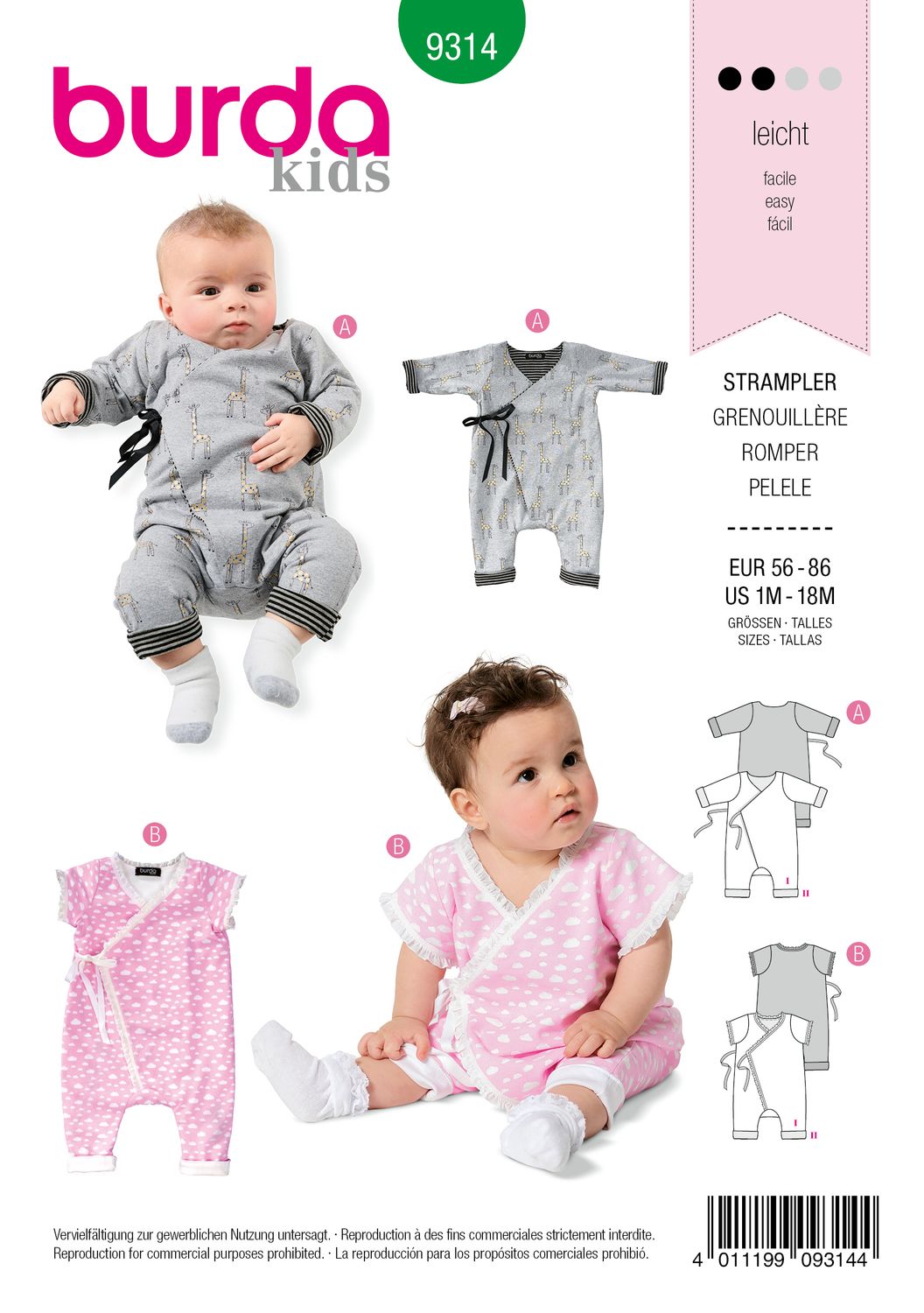👶 Burda Style 9314 – Sparkdräkt för baby (stl 56–86)