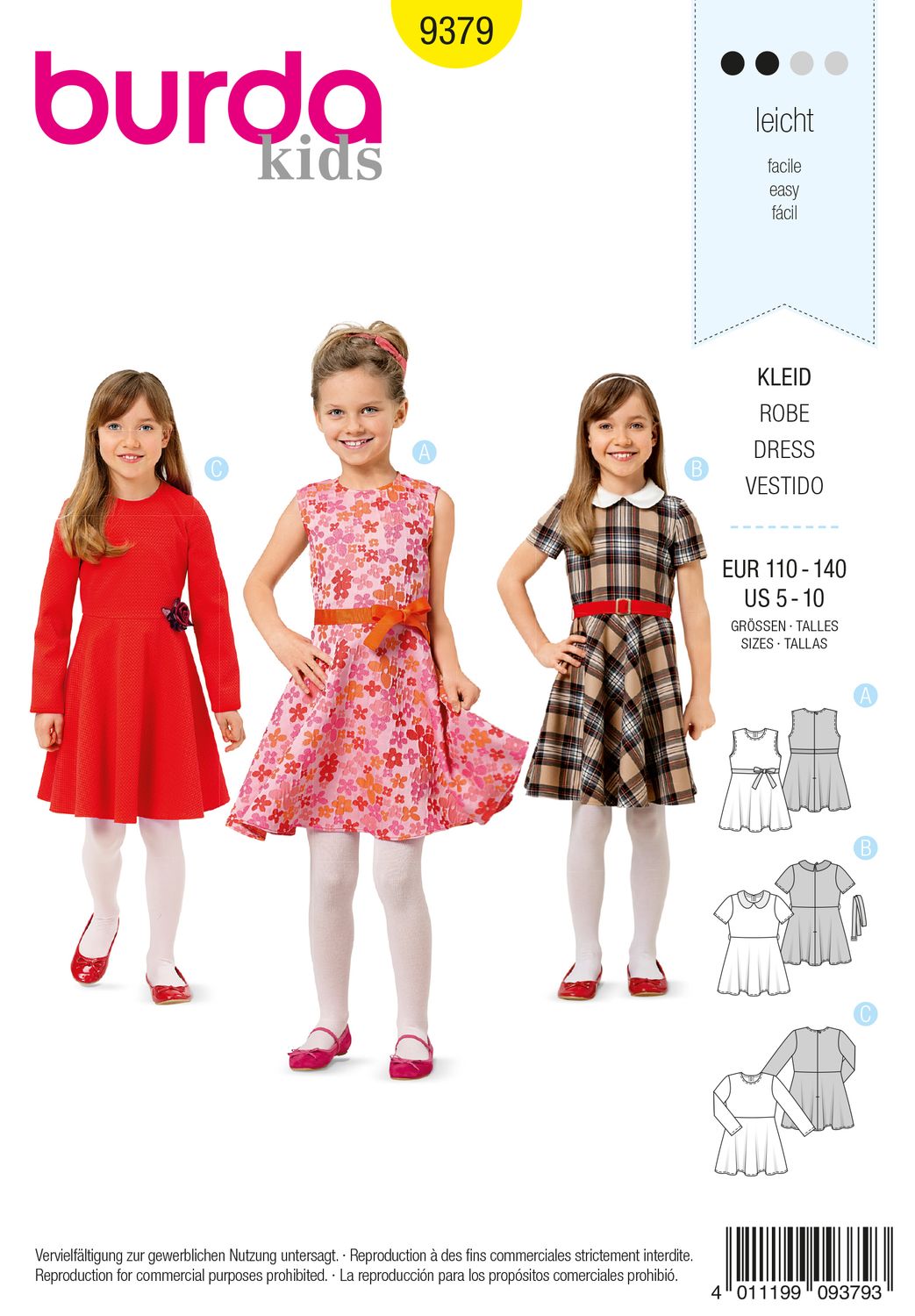 Burda Style 9379 – Klänning för flicka (stl 110–140)
