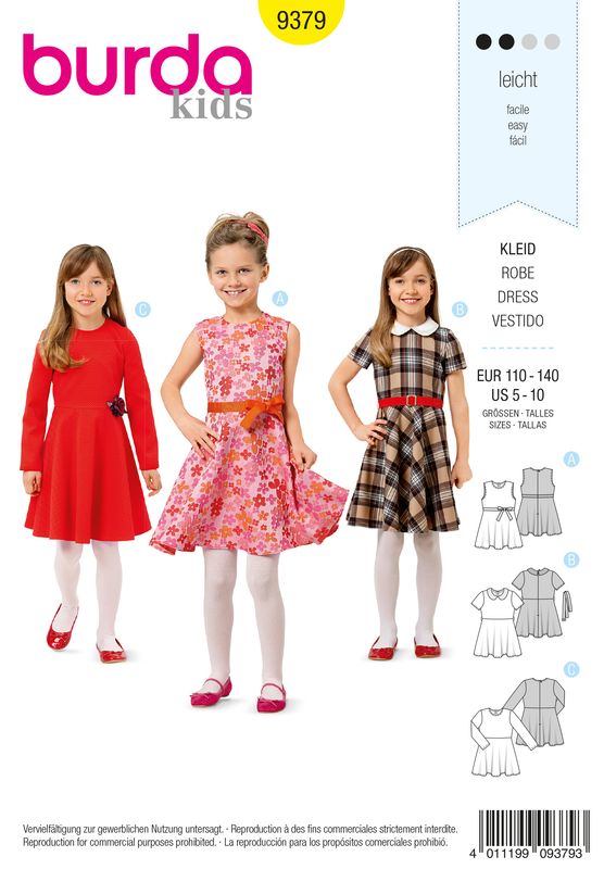 Burda Style 9379 – Klänning för flicka (stl 110–140)
