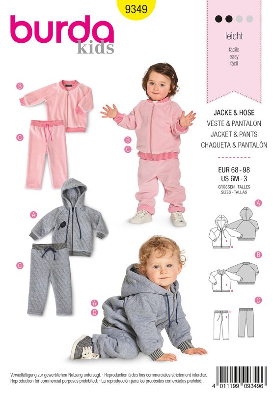 👶 Burda Style 9349 – Jacka &amp; byxor för baby (stl 68–98)