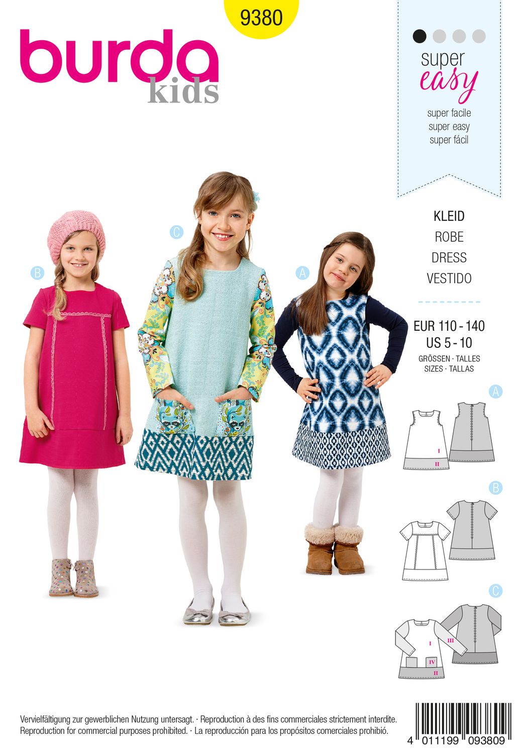 👗 Burda Style 9380 – Klänning för flicka (stl 110–140)