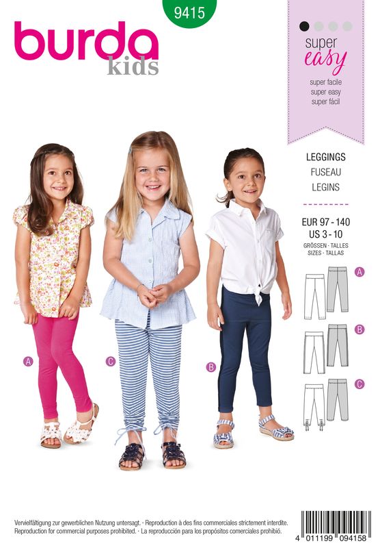 👖 Burda Style 9415 – Leggings för flicka (stl 98–140)