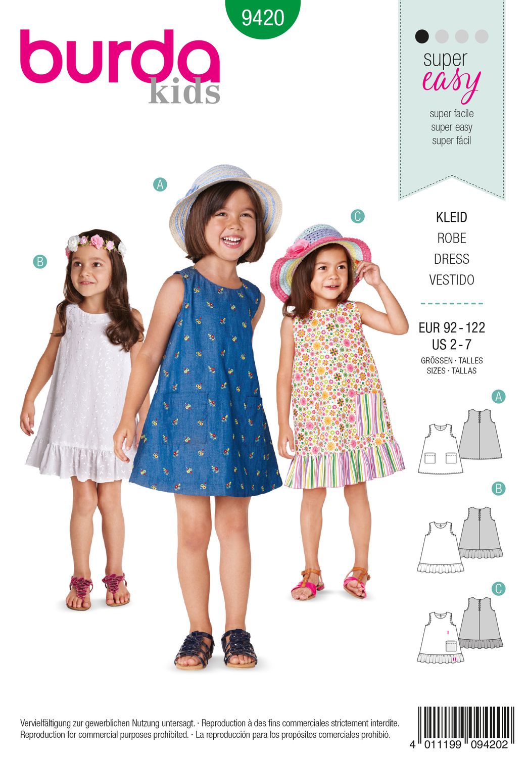 👗 Burda Style 9420 – Klänning för flicka (stl 92–122)