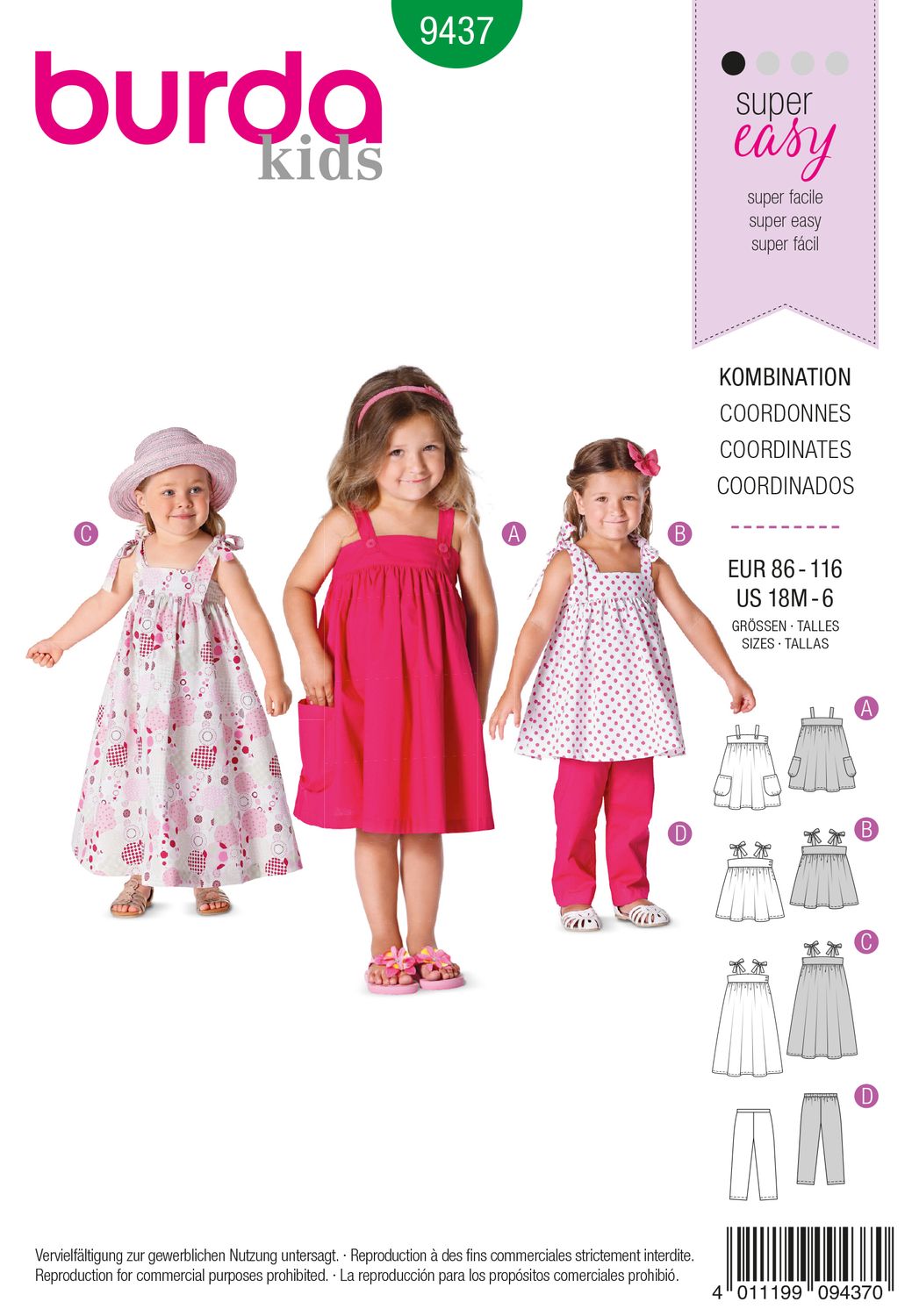 👗 Burda Style 9437 – Klänning &amp; byxor för barn (stl 86–116)