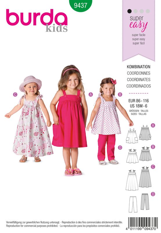 👗 Burda Style 9437 – Klänning &amp; byxor för barn (stl 86–116)