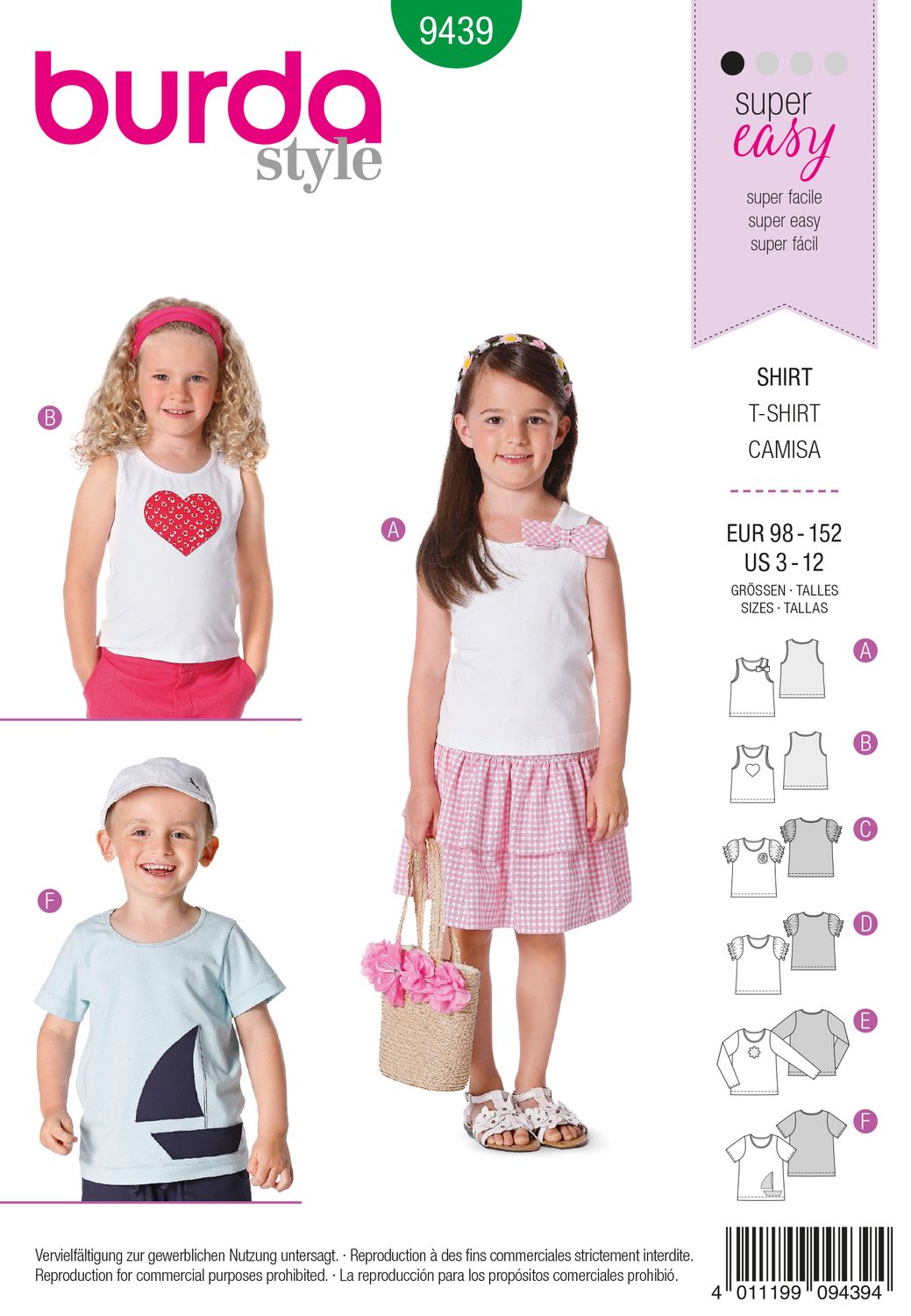 👗 Burda Style 9439 – Topp &amp; T-shirt för barn (stl 98–152)