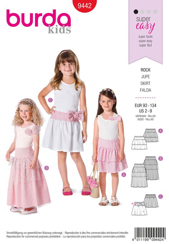 👗 Burda Style 9442 – Kjol &amp; volangkjol för flicka (stl 92–134)