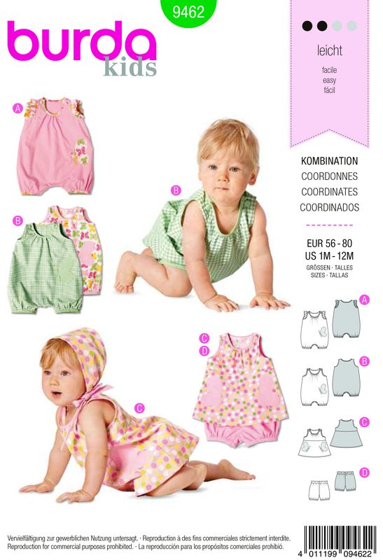 👶 Burda Kids 9462 – Jumpsuit, Knickers och Klänning (stl 56–80)