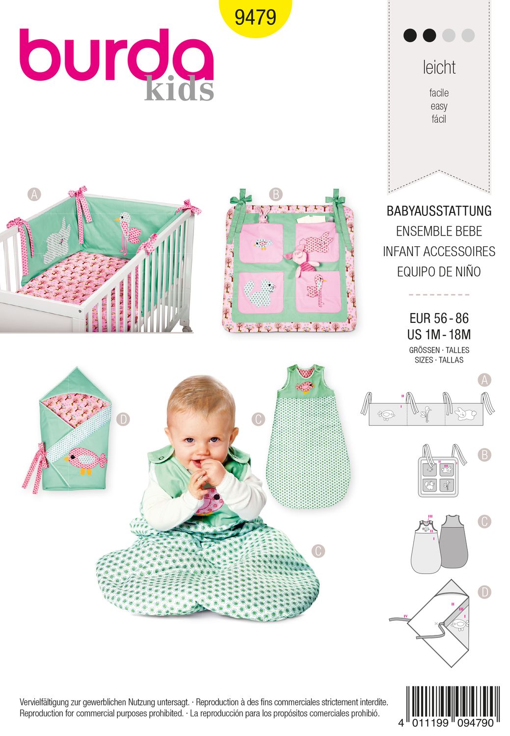 👶 Burda Kids 9479 – Babytillbehör &amp; Sovpåse (stl 56–86)